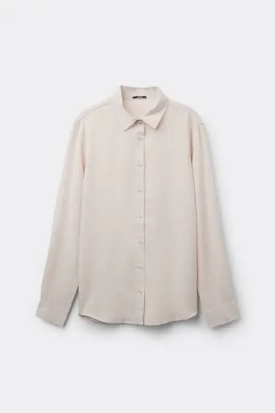 Camicia Manica Lunga Tela Viscosa Donna Avorio