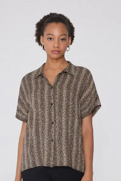 Camicia Mezza Manica in Viscosa Donna Animalier