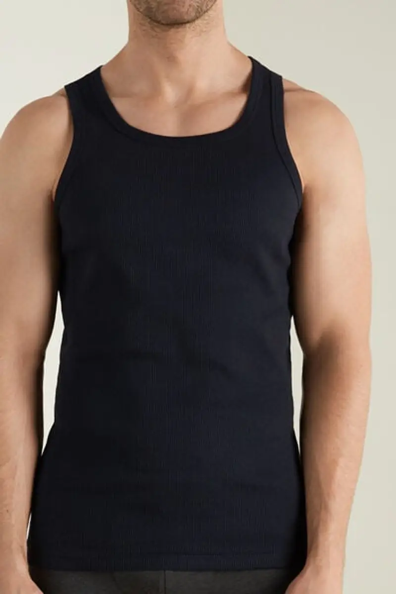 Tezenis Canotta a Costine Spalla Larga in Cotone Uomo Uomo Blu Taglia L