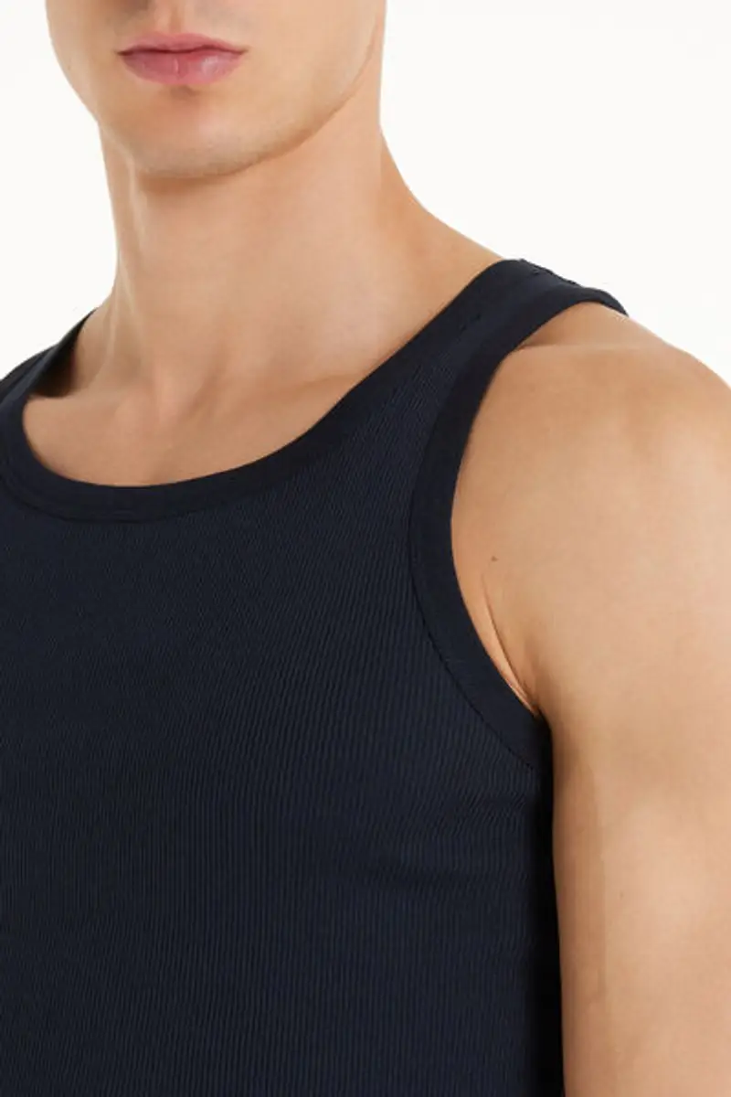 Tezenis Canotta a Costine Spalla Larga in Cotone Uomo Uomo Blu Taglia L miniatura 3