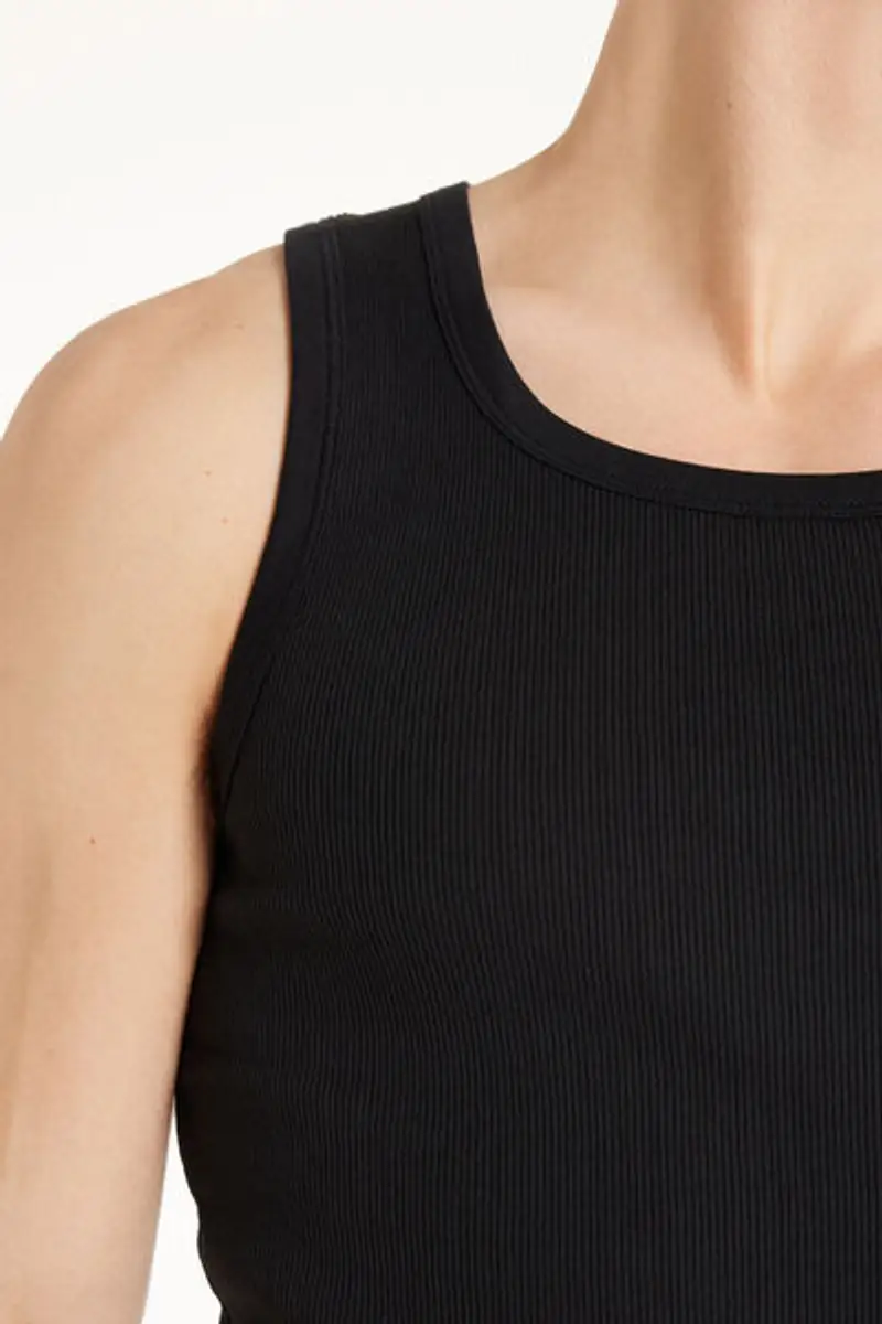 Tezenis Canotta a Costine Spalla Larga in Cotone Uomo Uomo Nero Taglia M miniatura 3