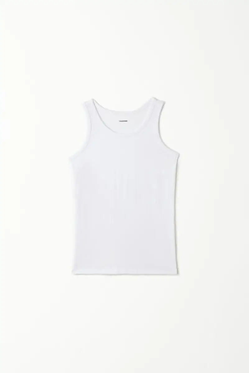 Tezenis Canotta Basic Spalla Larga in Cotone Bimbi Unisex Unisex Bianco Taglia 12-13