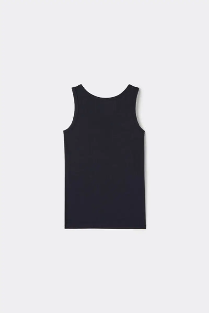 Tezenis Canotta Basic Spalla Larga in Cotone Bimbi Unisex Unisex Blu Taglia 10-11 miniatura 2