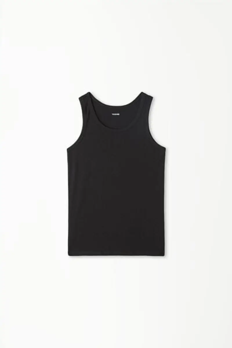 Tezenis Canotta Basic Spalla Larga in Cotone Bimbi Unisex Unisex Nero Taglia 2-3