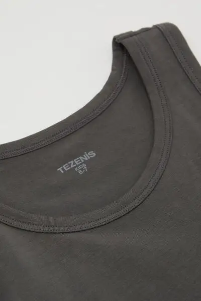 Canotta Basic Spalla Larga in Cotone Bimbi Unisex Unisex Verde miniatura 2