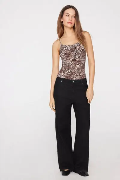 Canotta con Reggiseno Spalline Sottili Stampata Natural Lifting 2 in 1 Donna Marrone