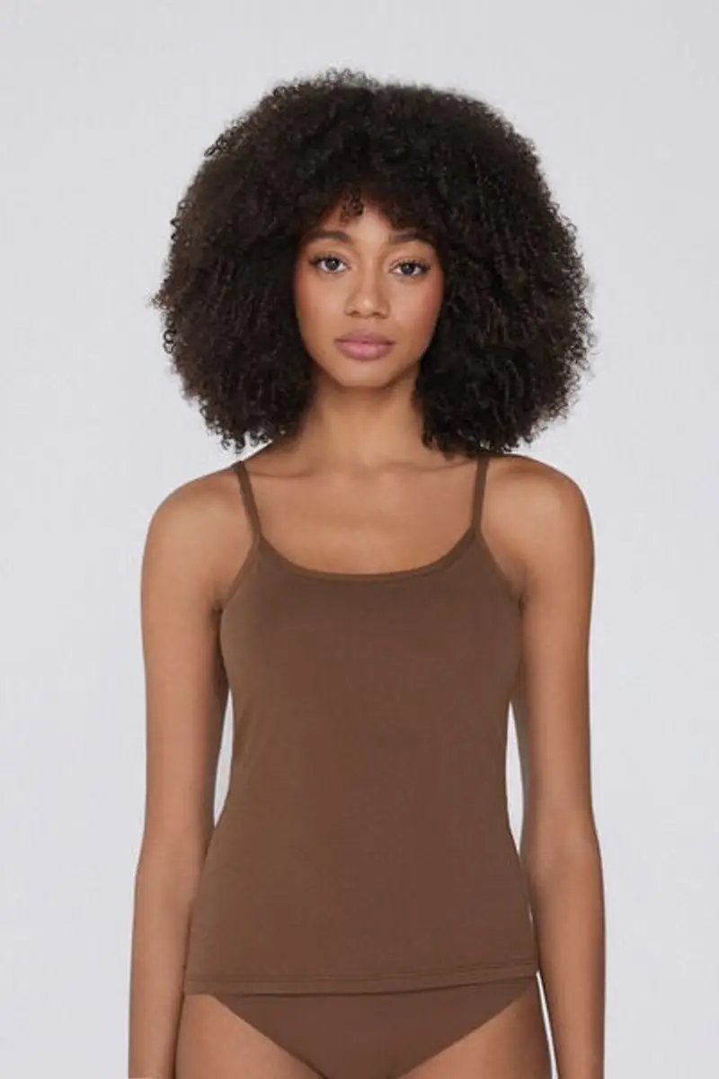 Tezenis Canotta Elasticizzata in Cotone Organico con Scollo Tondo Donna Marrone Taglia L