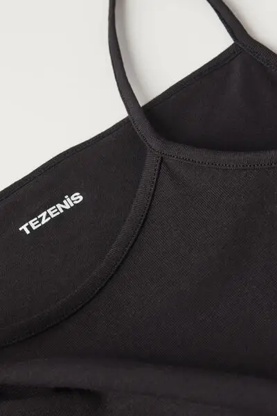 Canotta in Cotone con Spalline Sottili e Scollo Tondo Bambina Bambina Nero miniatura 2