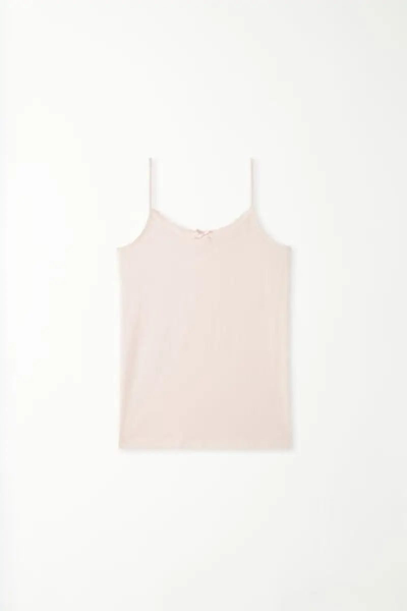 Tezenis Canotta in Cotone con Spalline Sottili e Scollo Tondo Bambina Bambina Rosa Taglia 10-11