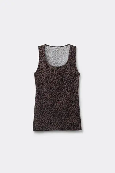 Canotta in Cotone Organico Spalla Larga Spalla Larga Donna Marrone miniatura 2