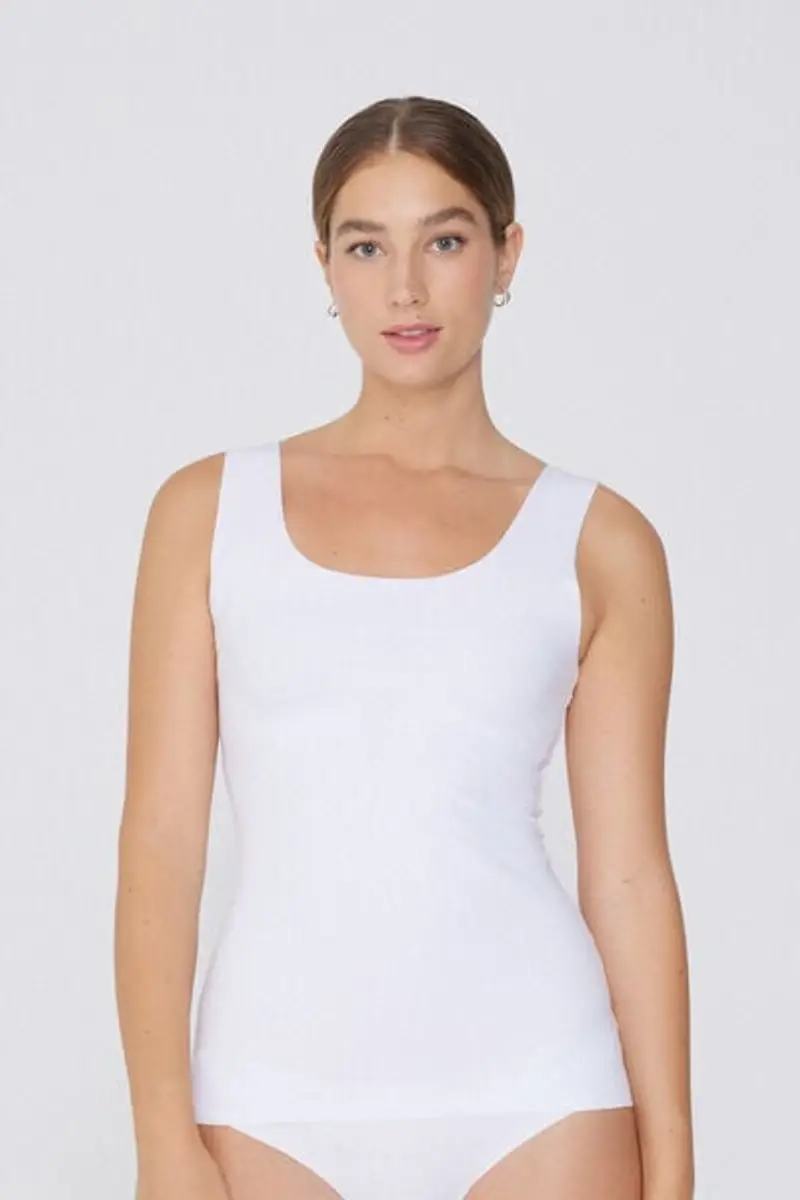 Tezenis Canotta in Cotone Organico Taglio Vivo Donna Bianco Taglia L