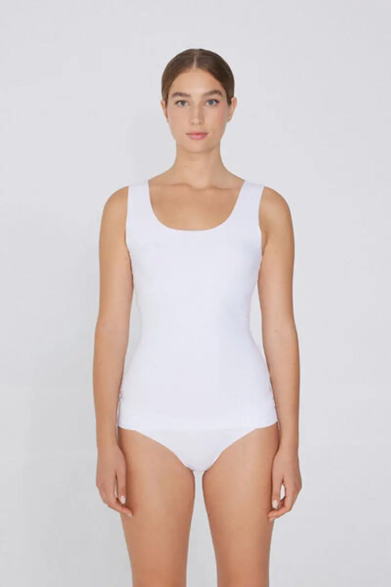 Tezenis Canotta in Cotone Organico Taglio Vivo Donna Bianco Taglia L miniatura 3