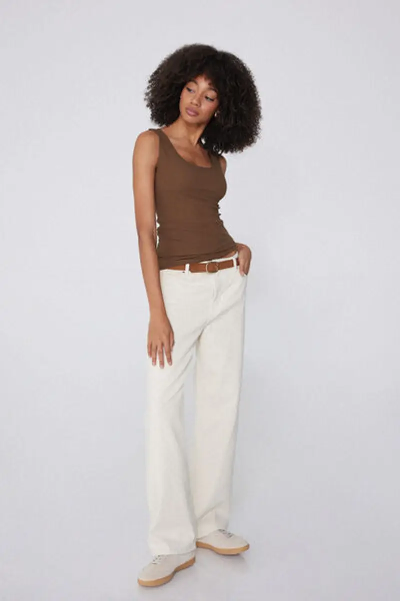 Tezenis Canotta in Cotone Organico Taglio Vivo Donna Marrone Taglia M miniatura 2