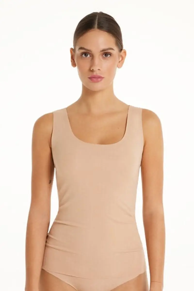 Tezenis Canotta in Cotone Organico Taglio Vivo Donna Naturale Taglia L