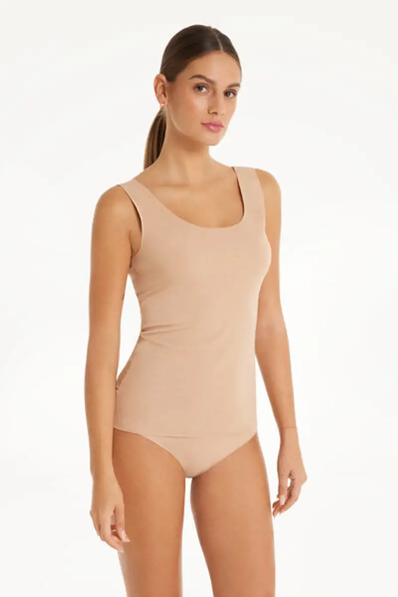 Tezenis Canotta in Cotone Organico Taglio Vivo Donna Naturale Taglia L miniatura 2