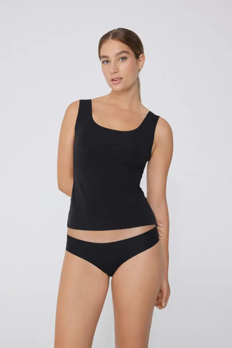 Tezenis Canotta in Cotone Organico Taglio Vivo Donna Nero Taglia S miniatura 2