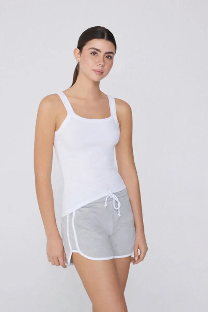 Tezenis Canotta Scollo Squadrato in Cotone a Costine Donna Bianco Taglia L miniatura 2