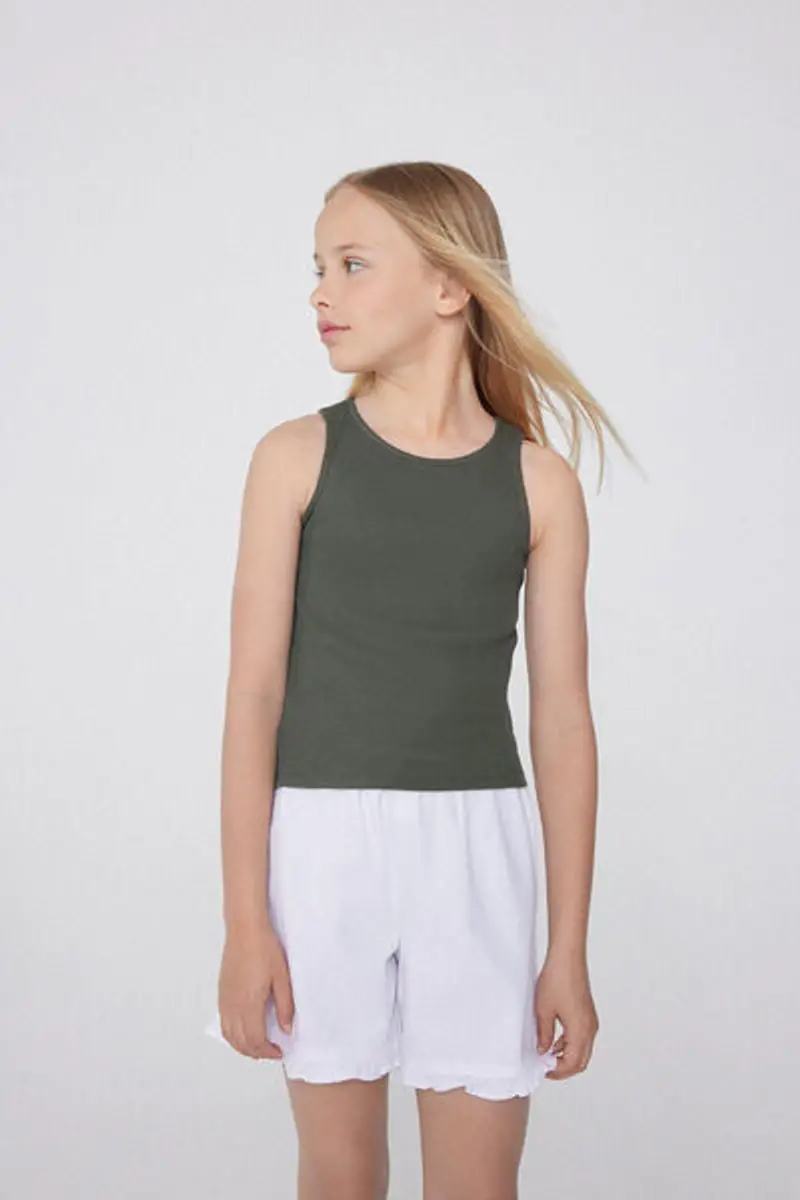 Tezenis Canotta Spalla Larga a Costine Bimba Bambina Verde Taglia 2-3 miniatura 2