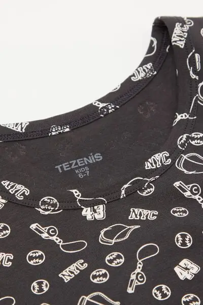 Canotta Spalla Larga Bambini in Cotone Stampato Unisex Unisex miniatura 2