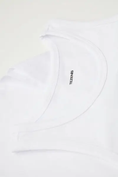 Canotta Spalla Larga Bimbi Unisex in Cotone Unisex Bianco miniatura 2