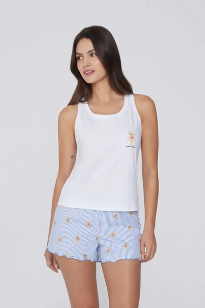 Tezenis Canotta Spalla Larga Cotone con Stampa Donna Bianco Taglia L miniatura 2