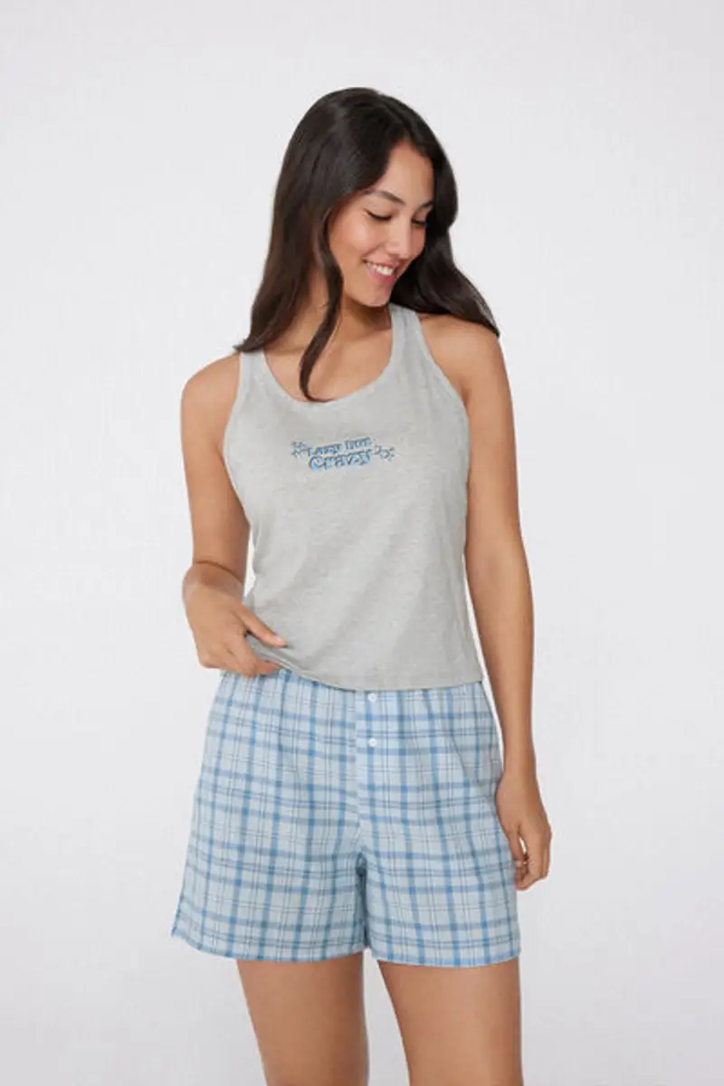 Tezenis Canotta Spalla Larga Cotone con Stampa Donna Grigio Taglia L miniatura 2