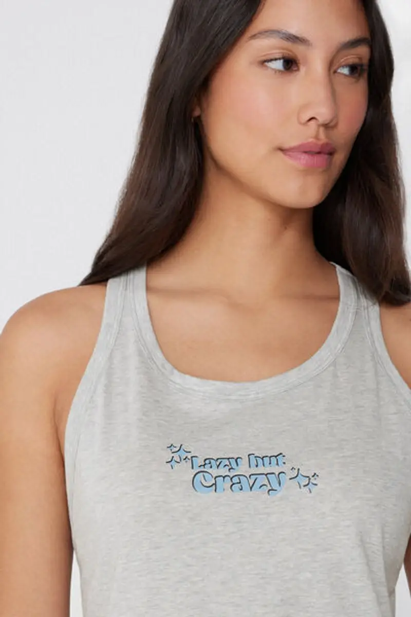 Tezenis Canotta Spalla Larga Cotone con Stampa Donna Grigio Taglia L miniatura 3