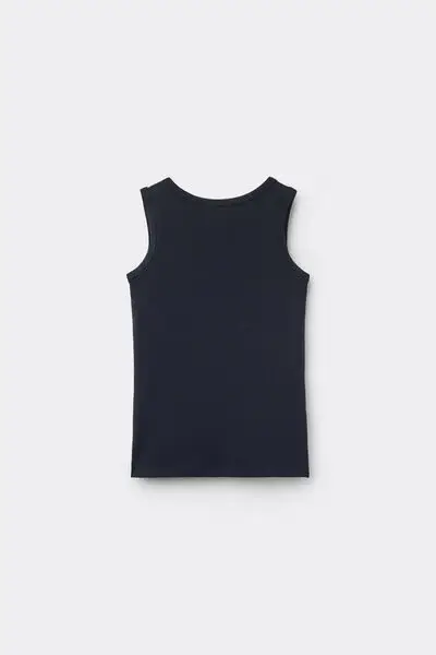 Canotta Spalla Larga Cotone Termico Bimbi Unisex Unisex Blu miniatura 3