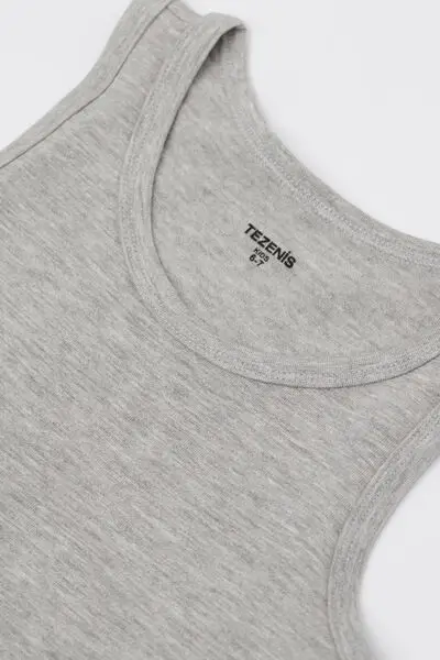 Canotta Spalla Larga Cotone Termico Bimbi Unisex Unisex Grigio miniatura 2