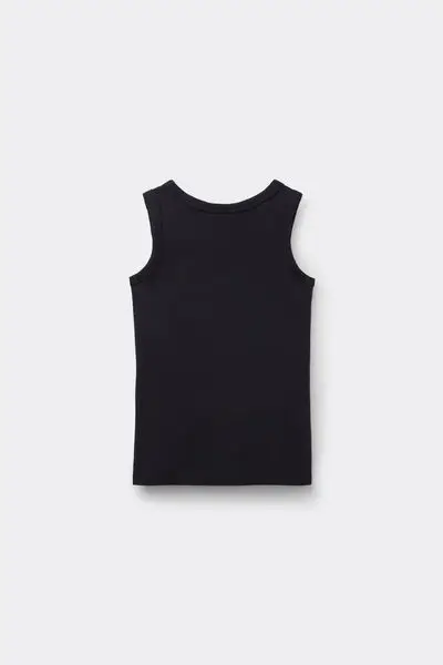 Canotta Spalla Larga Cotone Termico Bimbi Unisex Unisex Nero miniatura 3