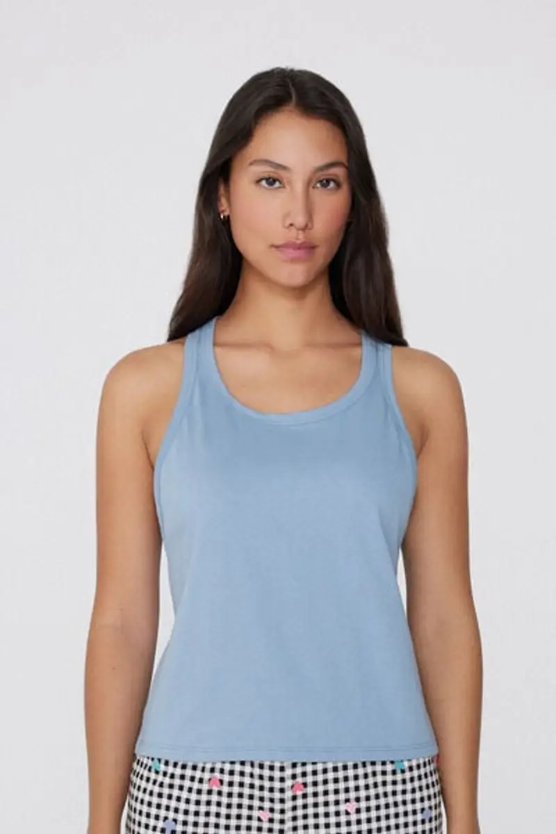 Tezenis Canotta Spalla Larga in Cotone Donna Azzurro Taglia L