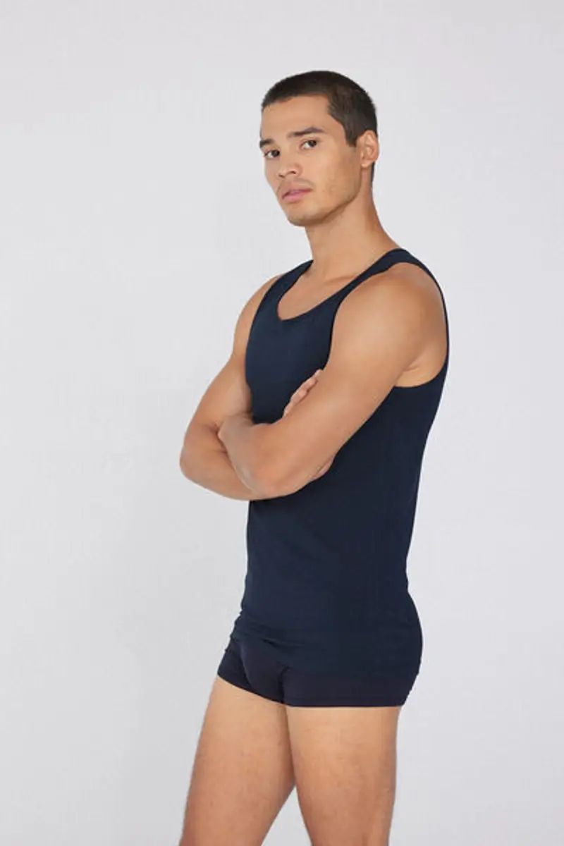 Tezenis Canotta Spalla Larga in Cotone Elasticizzato Uomo Blu Taglia L miniatura 2