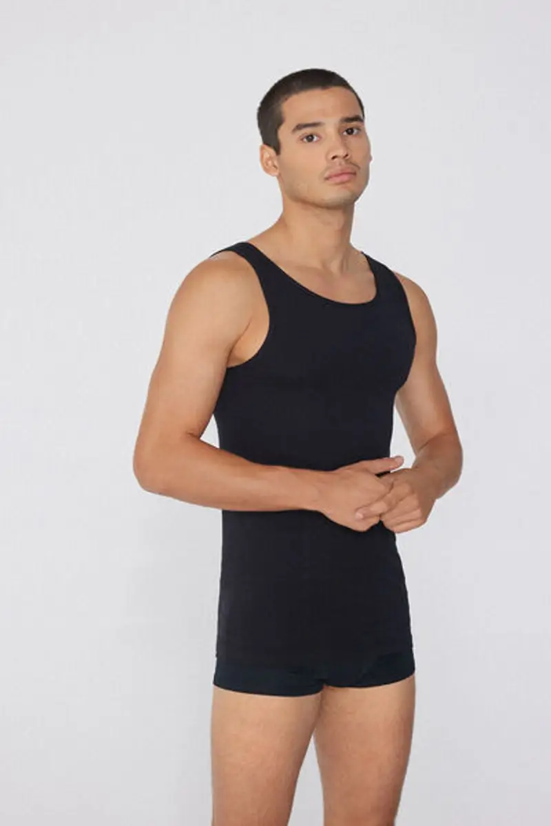 Tezenis Canotta Spalla Larga in Cotone Elasticizzato Uomo Nero Taglia L miniatura 2