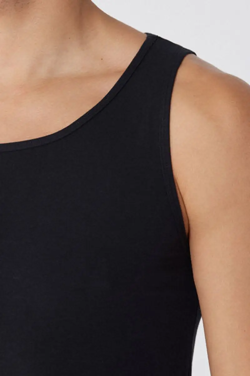 Tezenis Canotta Spalla Larga in Cotone Elasticizzato Uomo Nero Taglia L miniatura 3