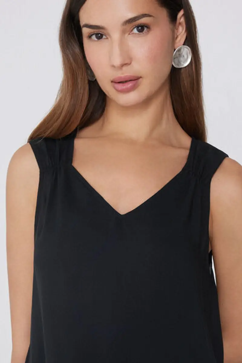 Tezenis Canotta Spalla Larga in Viscosa con Arricci Donna Nero Taglia L miniatura 3