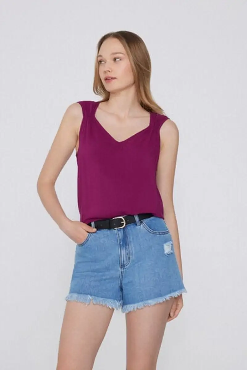 Tezenis Canotta Spalla Larga in Viscosa con Arricci Donna Rosso Taglia L miniatura 2