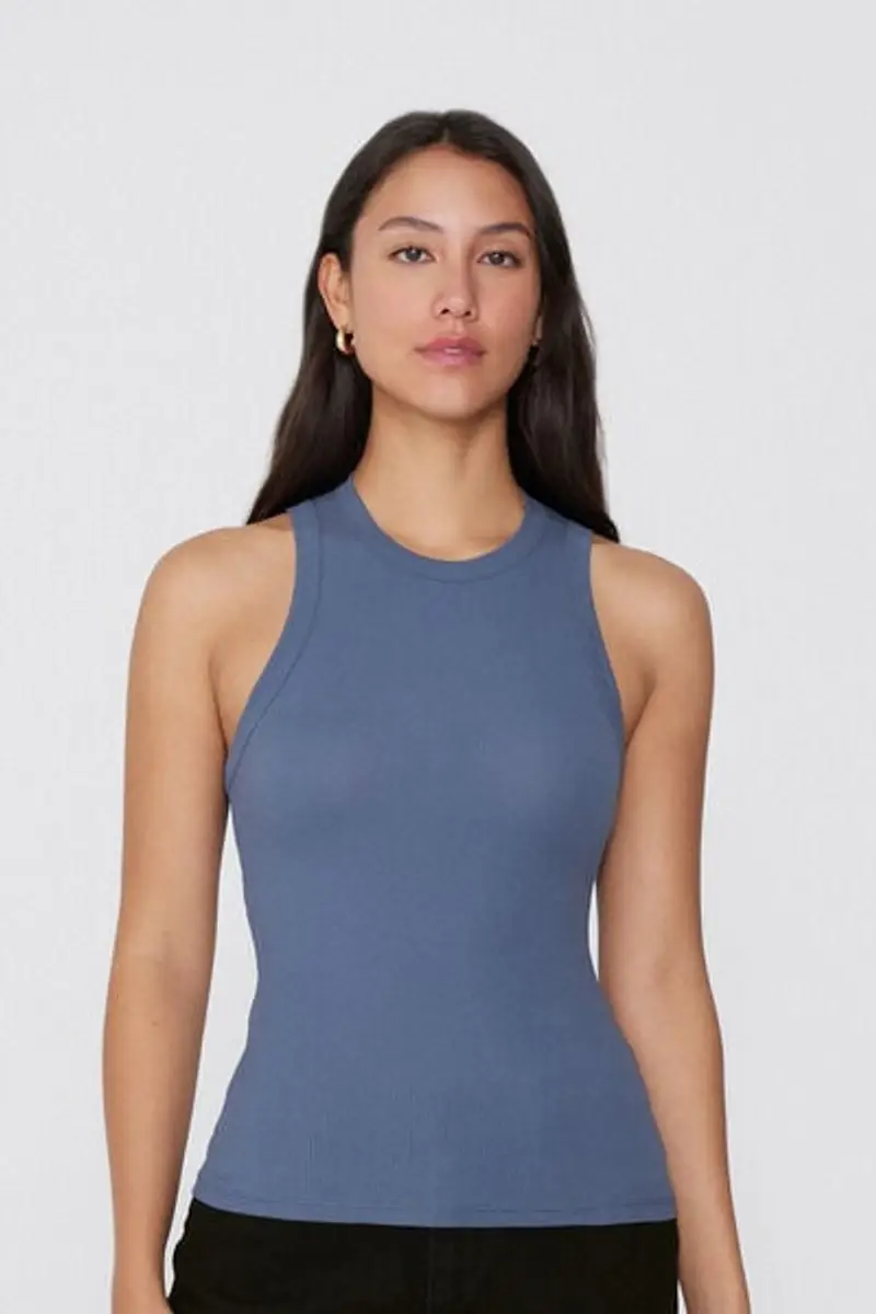 Tezenis Canotta Spalla Vogatore Cotone a Costine Donna Blu Taglia L