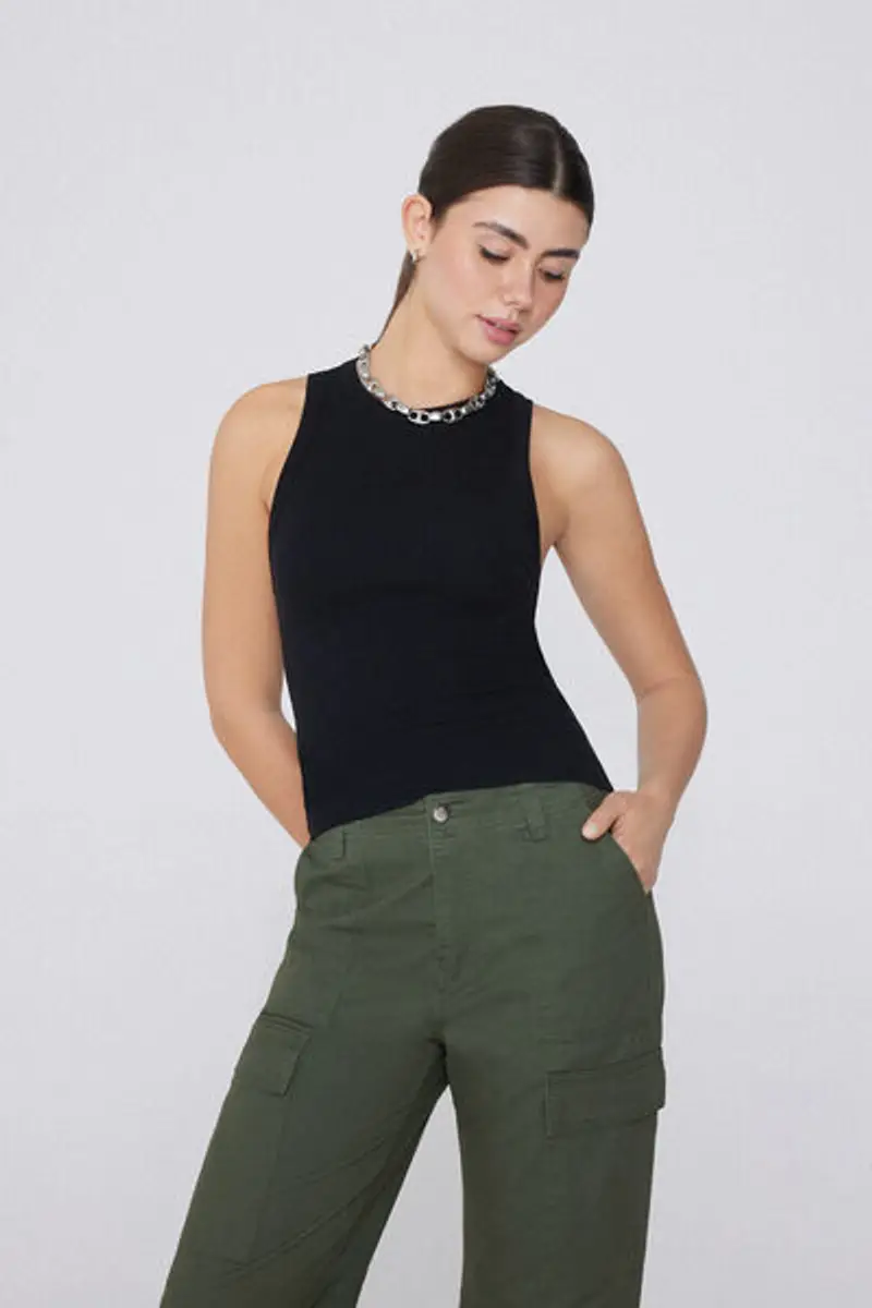 Tezenis Canotta Spalla Vogatore Cotone a Costine Donna Nero Taglia L miniatura 2