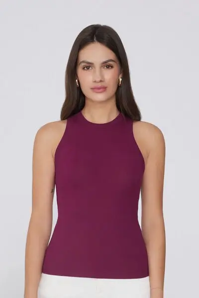 Canotta Spalla Vogatore Cotone a Costine Donna Rosso