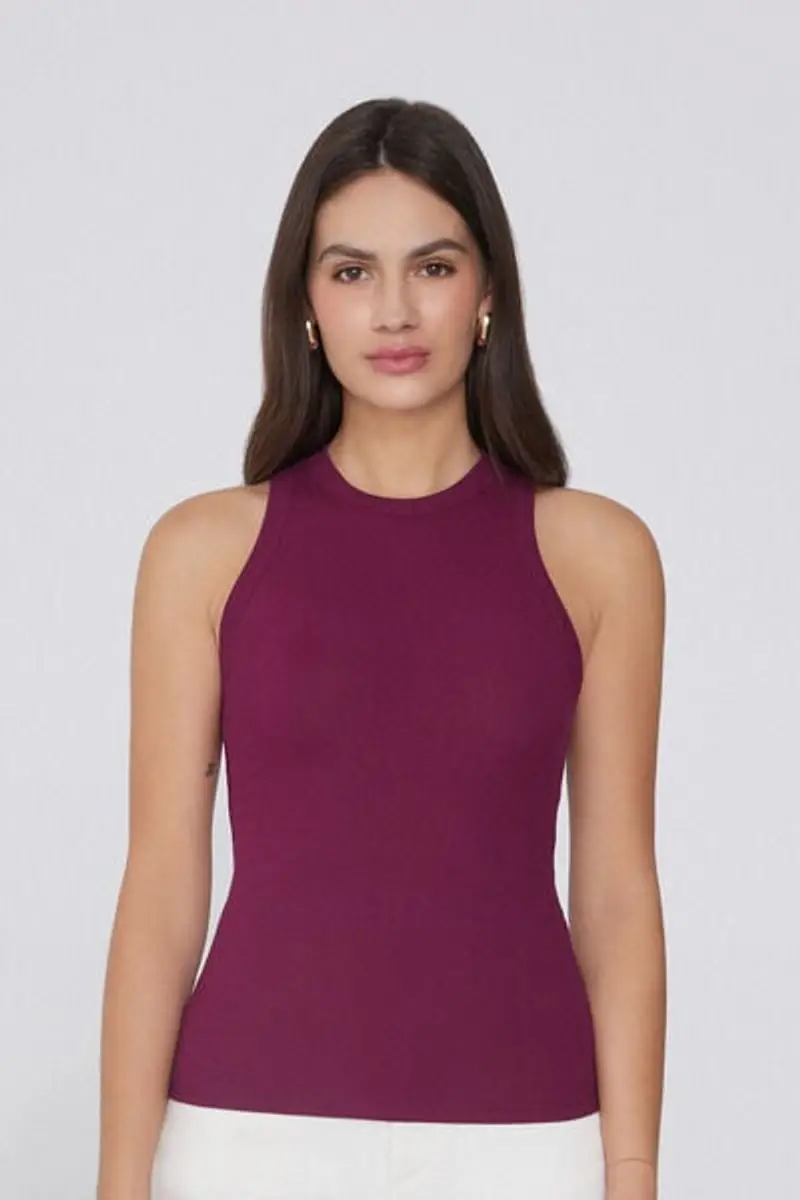 Tezenis Canotta Spalla Vogatore Cotone a Costine Donna Rosso Taglia L