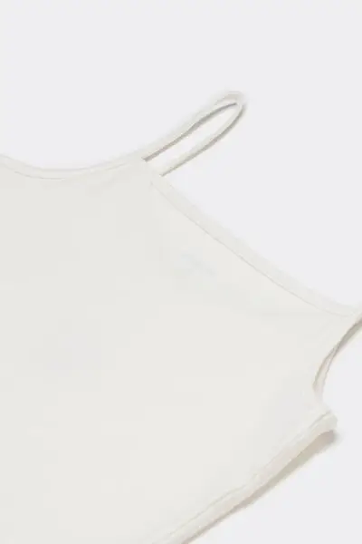 Canotta Spalline Sottili Scollo Tondo in Cotone Stampato Bimba Bambina Bianco miniatura 3