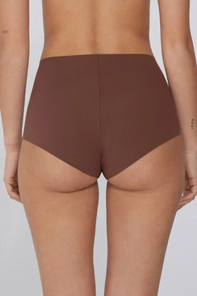 Tezenis Culotte Alta Microfibra Riciclata Taglio Vivo Donna Marrone Taglia XL miniatura 2