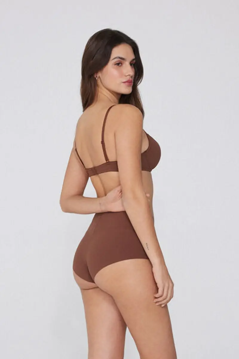 Tezenis Culotte Alta Microfibra Riciclata Taglio Vivo Donna Marrone Taglia XL miniatura 3
