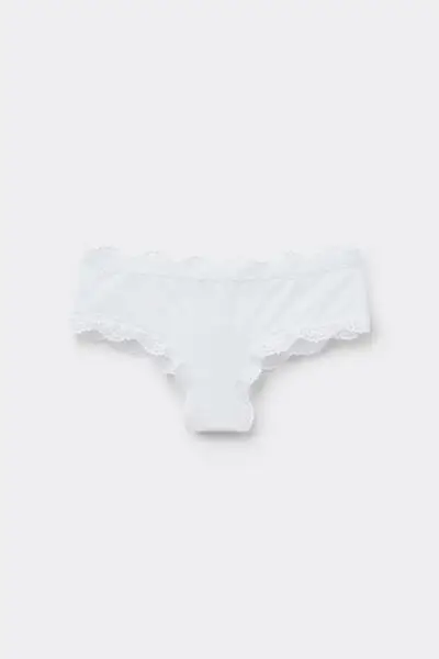 Culotte Brasiliana Microfibra e Pizzo Riciclati Donna Bianco