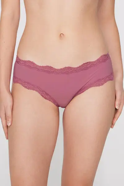 Tezenis Culotte Brasiliana in Microfibra e Pizzo Riciclati Rosa miniatura 2