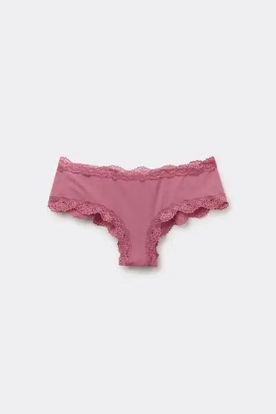 Tezenis Culotte Brasiliana in Microfibra e Pizzo Riciclati Rosa