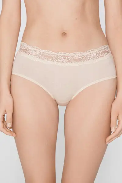 Culotte in Cotone con Pizzo Riciclato Donna Avorio miniatura 2