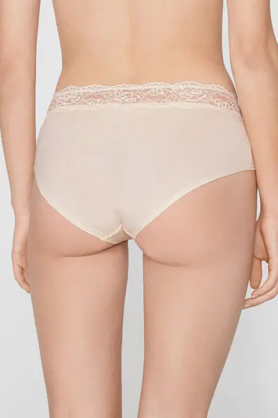 Culotte in Cotone con Pizzo Riciclato Donna Avorio miniatura 3