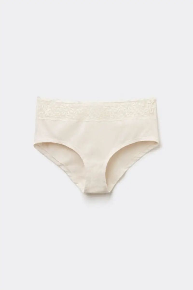 Tezenis Culotte in Cotone con Pizzo Riciclato Donna Avorio Taglia S