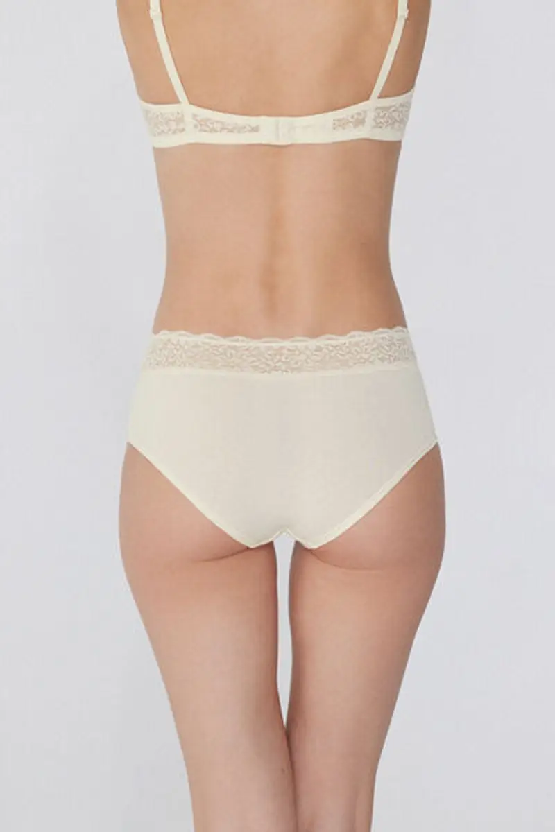 Tezenis Culotte in Cotone con Pizzo Riciclato Donna Avorio Taglia S miniatura 2